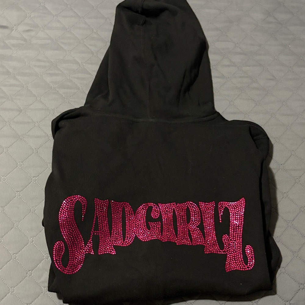 Junior H Black Hoodie with Pink 'SADGIRL' Design 2024 drop